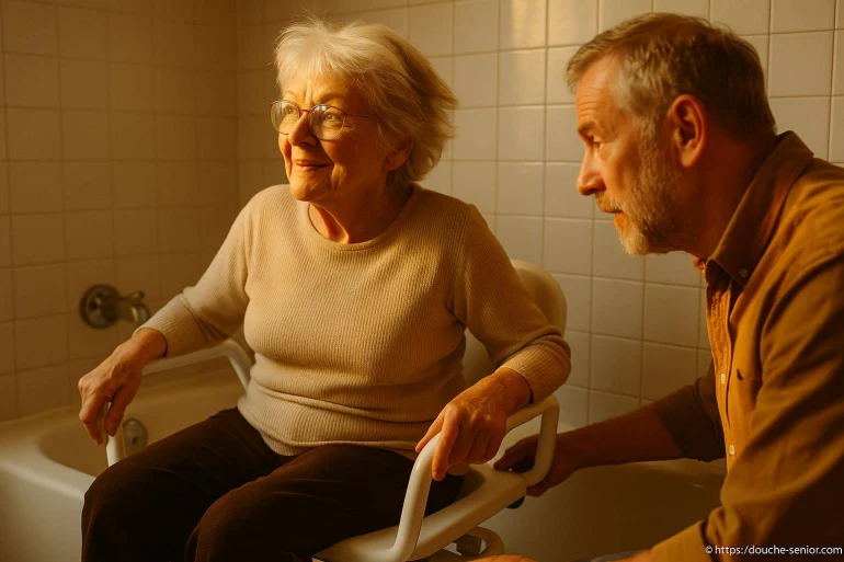 Aide à la baignade pour personne âgée