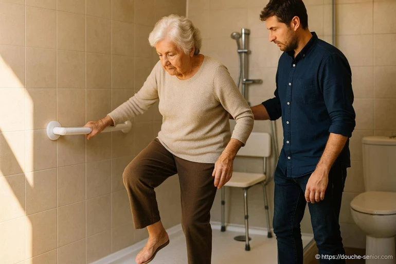 Aide à la mobilité dans salle de bain