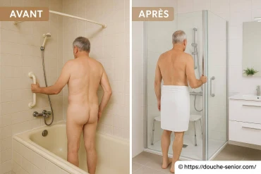 Douche senior avant/après : exemples concrets de réalisations adaptées