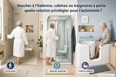 Douches à l’italienne, cabines ou baignoires à porte : quelle solution privilégier pour l’autonomie ?