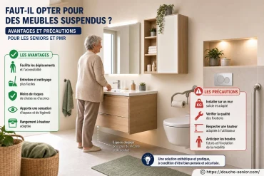 Faut-il opter pour des meubles suspendus dans une salle de bain adaptée aux seniors et PMR ?