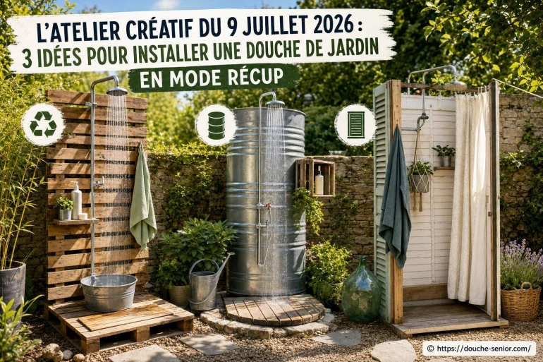 Douche de jardin en mode récup : 3 idées créatives pour l’été 2026